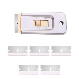 ZIMISI Razor Blade Scraper Tool, Retractable Glass Scraper for Cleaning, Metal Paint Scraper Tool with 5 Extra Blades, Car Cleaning Tools for Window, Sticker, Decal, Glue, Label, Paint (1PCS)