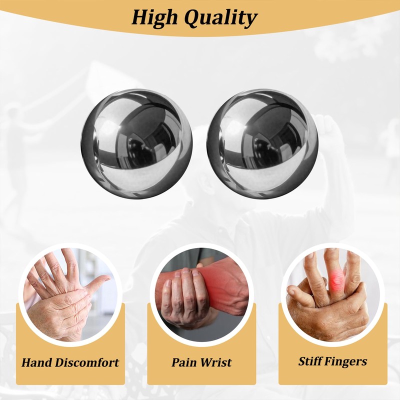 Roadtofree Baoding Balls 2.1 Inch Stainless Steel Meditation Balls, Hand