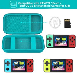 Supmay Carrying Case Compatible with KAVOYI / Beico / TEBIYOU 32 Bit Handheld Games for Kids, Portable Arcade Gaming Player Storage Holder Travel Bag with Mesh Pocket for Battery, USB Cable, Green