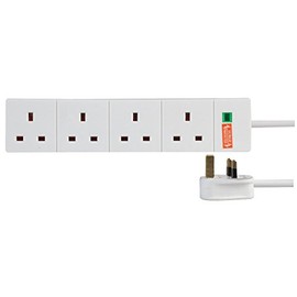 pro elec 4 Gang Surge Protected Extension Lead, White 2m