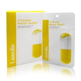 Lamelin Mascarilla De Hoja De Vitamina Niacinamida, Paquete De 10, Extracto De Kiwi Limón Tocoferol Anti Envejecimiento Apretante Hidratante          