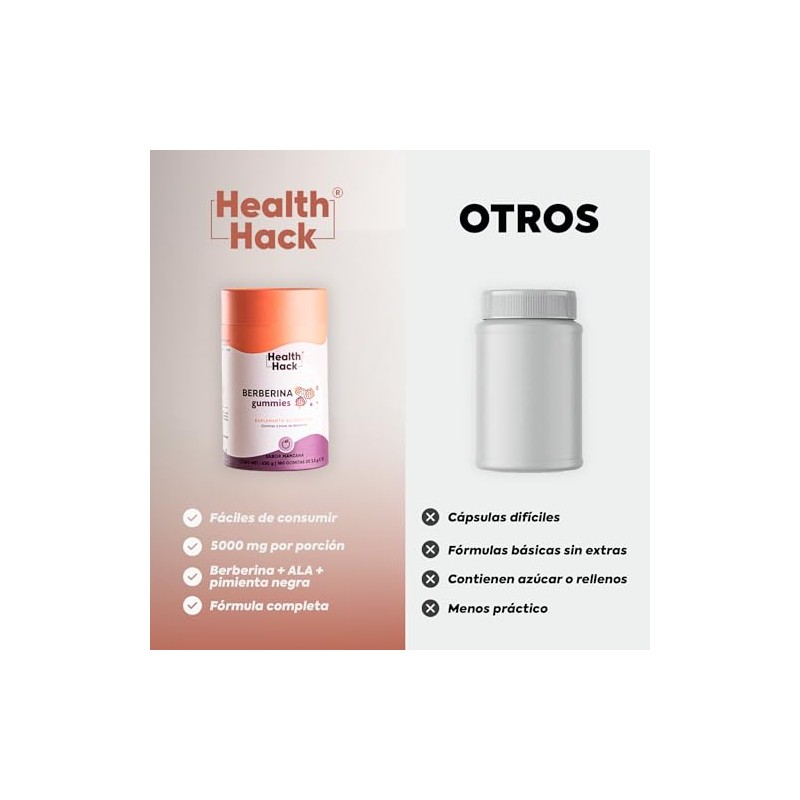 Berberina Pura 500mg 180 Gomitas para Adulto Sin Azúcar Health
