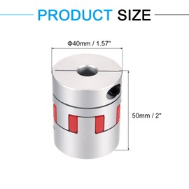 sourcing map Aluminum Shaft Coupling Shaft Coupler 15mm to 17mm Flexible Spider Coupling L50mm x D40mm Coupler Jaw Spider Shaft Joint Connector for 3D Printers DIY CNC Router Milling Machine