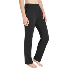 Weintee Women's Petite Cotton Sweatpants Knit Pants with Pockets XL Black