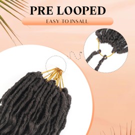 New Goddess Locs Crochet Hair for Black Women 8 Packs 18 Inch 4# Color Faux Locs Crochet Hair With Deep Wave Curly Ends Synthetic Pre Looped Loose Wavy Crochet Braids,Lightweigh(18",4#)