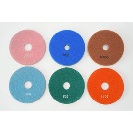 Diamond Polishing Pad for Marble, 4.9 inches (125 mm), 6 Pieces (#400#800# 1500# 3000# 6000# 10000) CZPDS-50