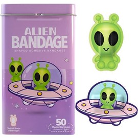 BioSwiss Vendas, vendas autoadhesivas con forma de extraterrestre para Halloween, cuidado de heridas estéril sin látex, suministros divertidos de botiquín de primeros auxilios para niños, 50 unidade