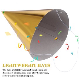 STOBOK Cone Party Hats Aluminum Foil Birthday Hat Colorful Party Cone Hats for Kids Adults New Year Christmas Party Photo Props 12pcs