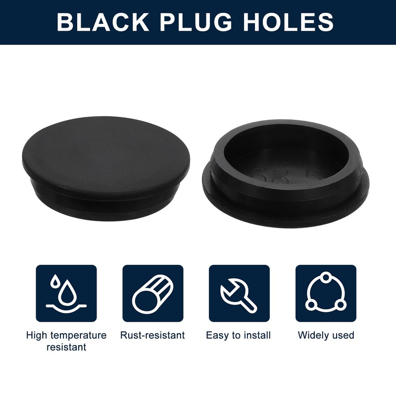 sourcing map 2 Pcs Black Plug Holes, Waterproof Rubber Button