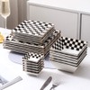 Porlien Checker Porcelain Square Dinnerware Set for 4, Dishes Set