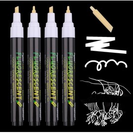 Chalk Pen, White, Chalk Pens for Blackboard, Washable, Pack of 4 Chalk Markers, Chalk Marker 3 mm + 5 mm Tips, Chalk Pens for Windows Christmas