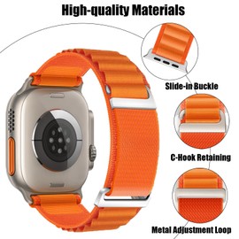 10 Pack Alpine Loop Compatible with Apple Ultra Band 49mm Women Men, Adjustable Sport Nylon Sport Loop Replacement Strap with C-Hook for iWatch Ultra 2 Series (8 Pack-A)
