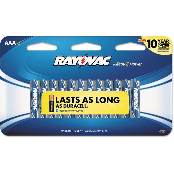 RAY-O-VAC 82412CF Alkaline Batteries, AAA, 12/ Pack