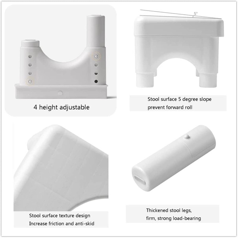 Adjustable Height Potty Step Stool for Adults, Non-Slip Bathroom Squat