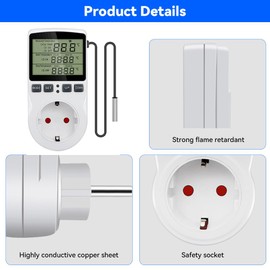 KBIBCK Digital Temperature Controller Sockets, Temperature Controller Socket, Socket Thermostat Switch, Moisture Controller for Greenhouse, Aquarium, Terrarium, Reptiles