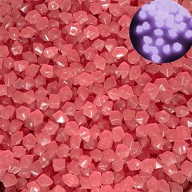 Taicols Glow in The Dark Rocks Outdoor Decorative Stones,300 Pcs Glow Pebbles Decoration in The Dark Luminous Stones,Resin Garden Decorative Stones Glow in The Dark Pebble Small Garden (Pink)