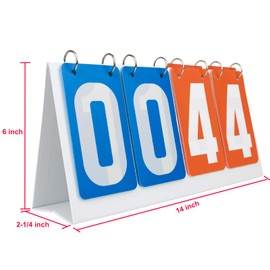TopTie 4-Digital Portable Score Keeper PVC Flip Scoreboard for College Tennis Game (Blue VS Yellow Card)