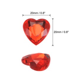 MECCANIXITY 20 Pcs Acrylic Heart Rhinestone 20mm Flat Back Plastic Gems Jewelry Stickers for Craft Bead Face Painting Costume Jewelry Making Red
