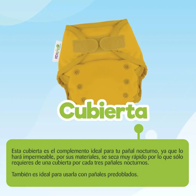 Pack 2 Pañales Nocturnos + 2 Cubierta Lisas Ecopipo