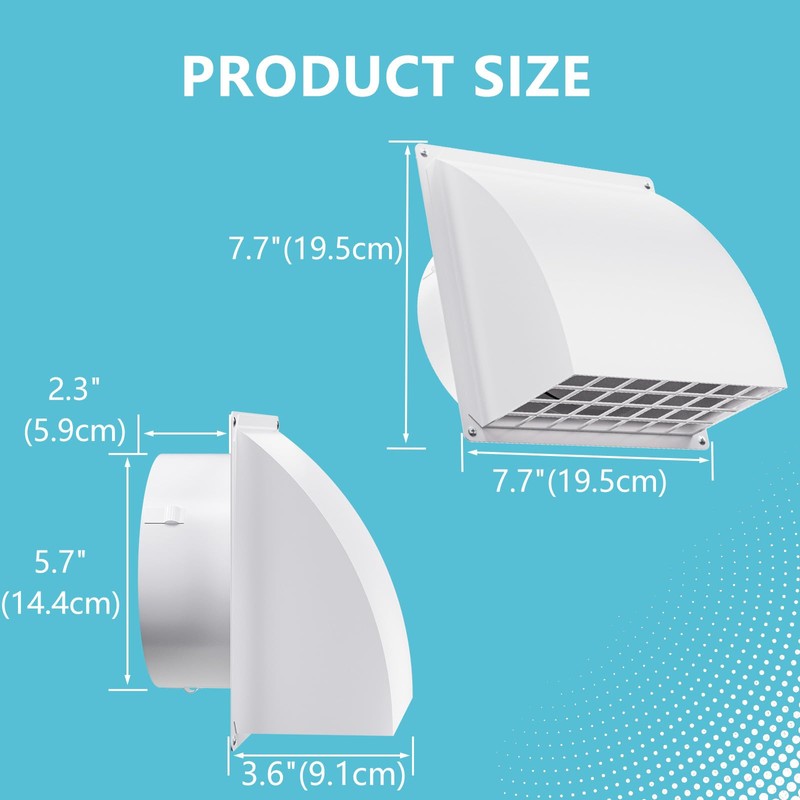 6 Inch Exhaust Vent Cover, HG Power Metal Dryer Vent