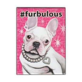 Refrigerator Magnet, Hashtag Dog Series, French Bulldog (White), 2.5" x 3.5" (Vintage Advertising Art Magnet)