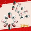 24Pcs Christmas Nails Press on Nails Short Almond Shaped Nails