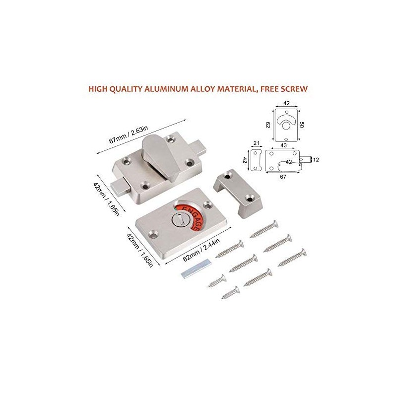 Fdit Stainless Steel Latch Indicating Lock with Vacant/Engaged Display for