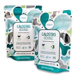 Calostro Bovino para consumo humano | pack de 2 pouches de 200 g de calostro en polvo c/u | 100% Natural - 25% IgG