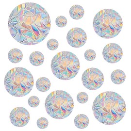 38pcs Circle Window Decals to Prevent Bird Strikes, Anti-Collision Window Stickers, Bird Strike Prevention Window Clings - Rainbow Prism Static Decals for Glass Doors & Windows (Non-Adhesive)