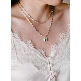 BOUTIQUELOVIN Silver Lock Necklace for Women | Silver Plated Paperclip Chain Lock Pendant Charm Jewelry for Girls