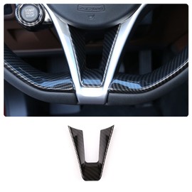 Carbon Fiber Style Steering Wheel Trim Cover Decoration Sticker Car Interior ABS Plastic for Alfa Romeo Giulia Stelvio 2017 2018 2019