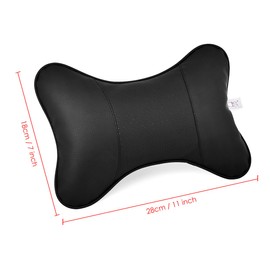 ds. distinctive style Car Neck Pillow Pack of 2 PU Leather Travel Pillow for Headrest with Buckle Neck Support for Car Seat - Black