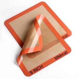 MMmat Silicone Baking Mats Set of 2 Square Non-Stick Reusable Air Fryer Linner - Best German Silicone - 9 inch