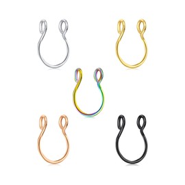 MODRSA Fake Septum Ring Fake Septum Piercing Faux Septum Nose Rings Clip on Septum Ring Hoop Faux Septum Piercing Fake Septum Jewelry Non Piercing Septum Fake Septum Nose Ring