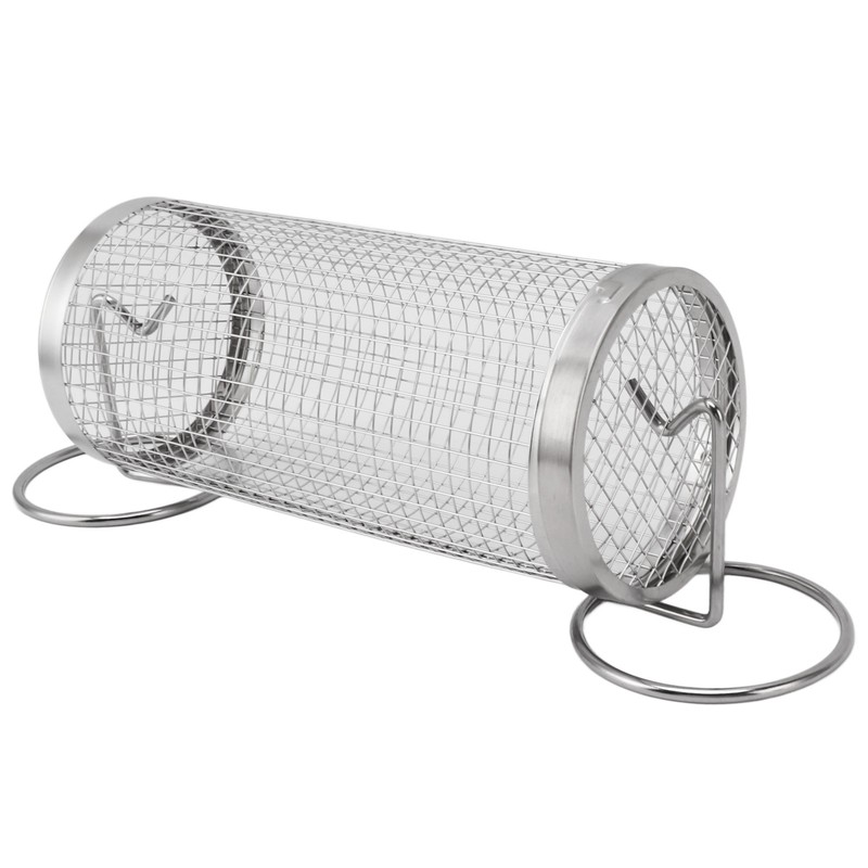 BBQ Net Tube Rolling Grilling Basket Stainless Steel Wire Mesh