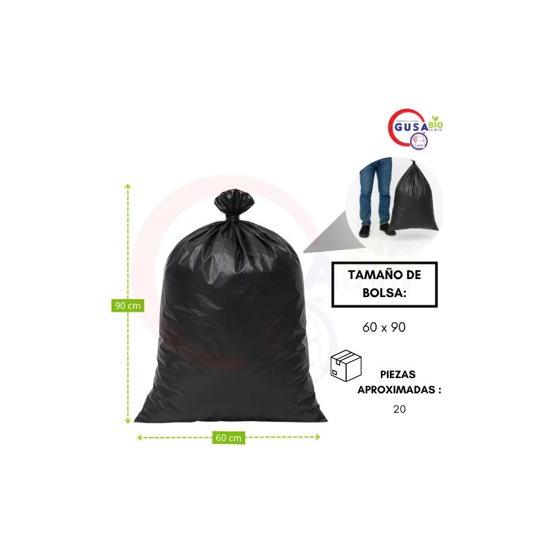 1 Kg Bolsa Negra Para Basura Ecológica 60x90