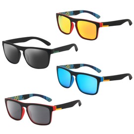 RCYHCY 4 Pairs of Polarised Sunglasses, Polarised Sunglasses, Men/Women, Vintage/Classic/Elegant Glasses Frame, UV400 Protection Sunglasses, for Fishing, Driving, Skiing, black