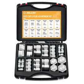 ZELCAN Hydraulic Hose Cap & Plug Kit, 64pc O-Ring Face Seal Plug and Cap Assortment Kit for Dash Size 4 6 8 10 12 16, Heavy-Duty Hydraulic Hose Fitting Kit for Industrial Pipe Tube Sealing