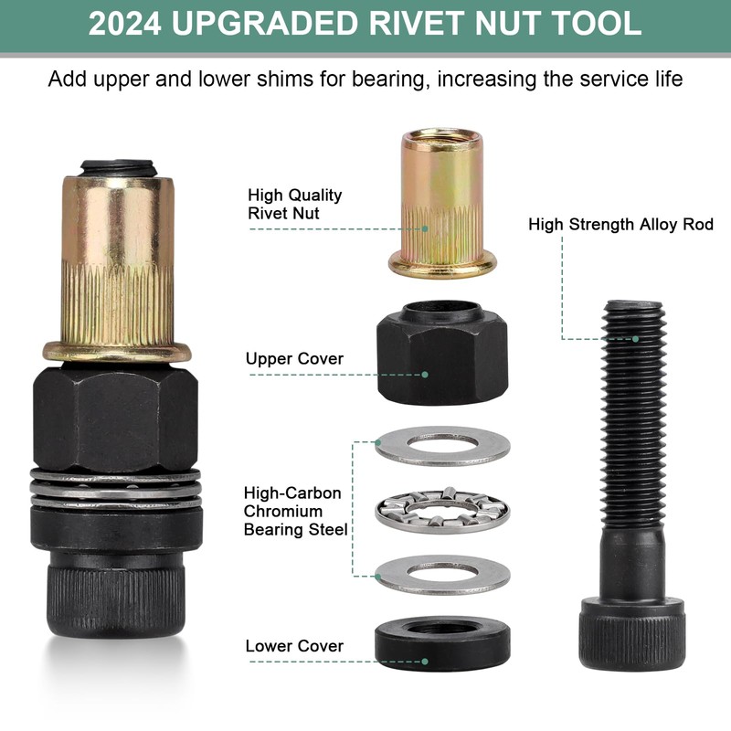 Rivet Nut Tool Head Set M3/M5/M6/M8/M10 Rivet Nut Tool for