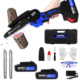 ZanGe Mini Chainsaw Cordless 6 Inch, Small Hand Held Chain Saw with 2x 1.5Ah Battery, Battery Powered Electric Mini Saw for Tree Trimmer Branch Wood Cutting, Portable Chainsaw w/Carry Case