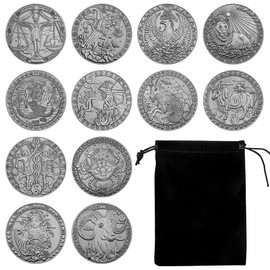 12 Zodiac Sign Commemorative Coin Set - Unique Collector's Coins Featuring All Astrological Signs, Perfect for Astrology Lovers, Collectors, and Gift Giving