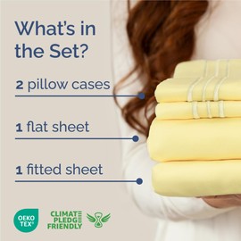 King Size 4 Piece Sheet Set - Comfy Breathable & Cooling Bed Sheets Set - Hotel Luxury Bedding for Women, Men, Kids, Teens, Boys & Girls - Deep Pockets, Ultra-Soft, Wrinkle Free - Oeko-Tex - Yellow