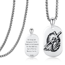 KATHLU Jesus Necklace for Men Women 925 Sterling Silver Jesus Pendant Christian Necklace Jesus Medal Protection Amulet Jewelry Gift