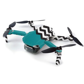 MightySkins Carbon Fiber Skin For DJI Mavic Mini Portable Drone Quadcopter Carbon Fiber Skin - Teal Chevron | Protective, Durable Textured Carbon Fiber Finish | Easy To Apply, Remove | Made in the USA