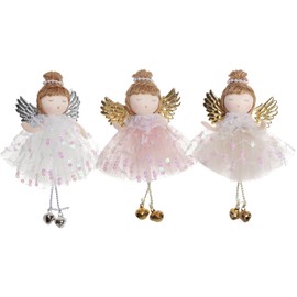 Satiskid 3 Pcs Christmas Tree Hanging Plush Ornaments Xmas Tree Angel Ornaments Christmas Angel Hanging Tree Pendant Decoration for Christmas Holiday Home Party Decor
