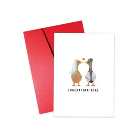 Huipalon Wedding Day Card with Envelope Funny Silly Goose Couple Wedding Greeting Cards Congratulations Wedding Engagement Card Celebration Blank Wedding Card Wedding Gifts Card for Bride and Groom