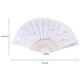lvzhen Hand Fan Folding, Lace Spanish Fan Peacock Pattern Folding Fan Plastic Handheld Fan for Women Suitable for Wedding Engagement Dancing Birthday Party Cosplay (White)