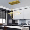 FDPBY Modern LED Chandelier 3 Rings Rectangle Gold Pendant Light