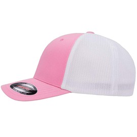 1979-82 Ford Mustang GT 5.0 Hatchback Classic Outline Design Flexfit 6511 Trucker Mesh Fitted Cap Pink/White