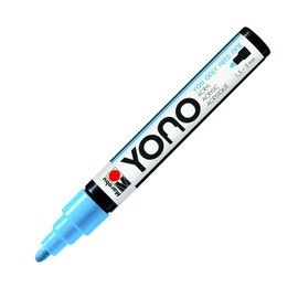 Marabu Yono 12400103256 Marker, Pastel Blue 256, Versatile Acrylic Pen with Japanese Bullet Tip 1.5-3 mm, Water-based, Non-fading and Waterproof, for Almost All Surfaces